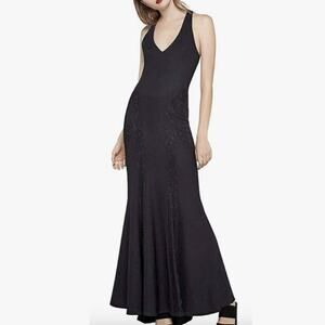 BCBGeneration Black Lace Insert Racerback Maxi Dress Size XS